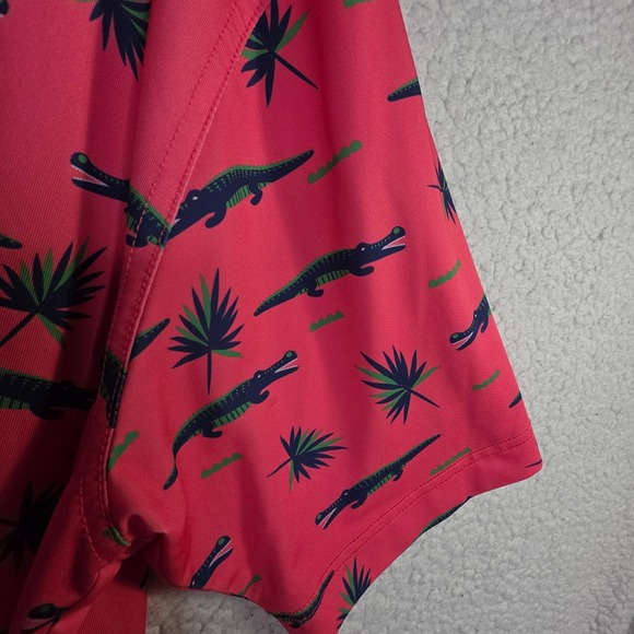 Waggle M"s XL Pink Alligator Palm Tree Golf Polo Shirt Unique Golf Outdoors Fun - Picture 13 of 16